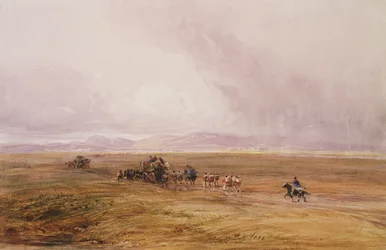 A Baggage Train Crossing a Plain